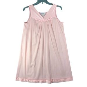 Vintage Women’s Soft Pink Peach Nighty Size M Babydoll Nightgown Satin Accent